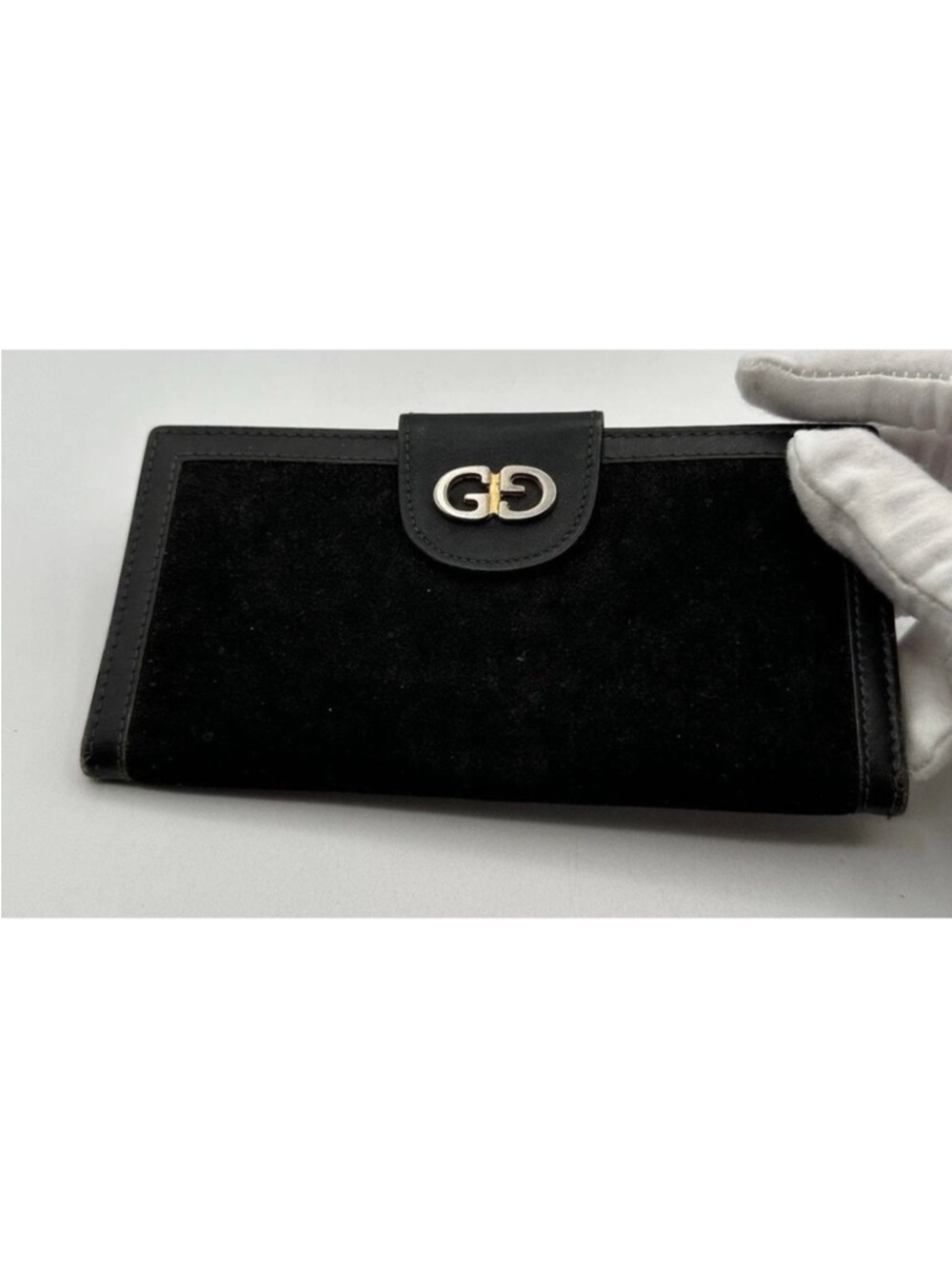 Vintage 1970’s Gucci Black Bi-Fold Suede & Leather Wallet -Authentic - Picture 3 of 13